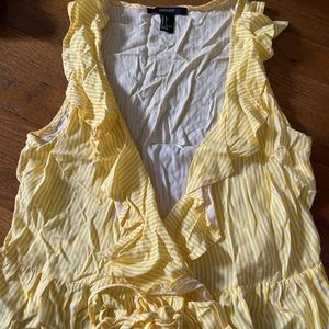 Yellow frilled tie front top